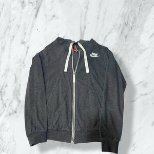 Nike Charcoal Zip-Up Hoodie with White Accents